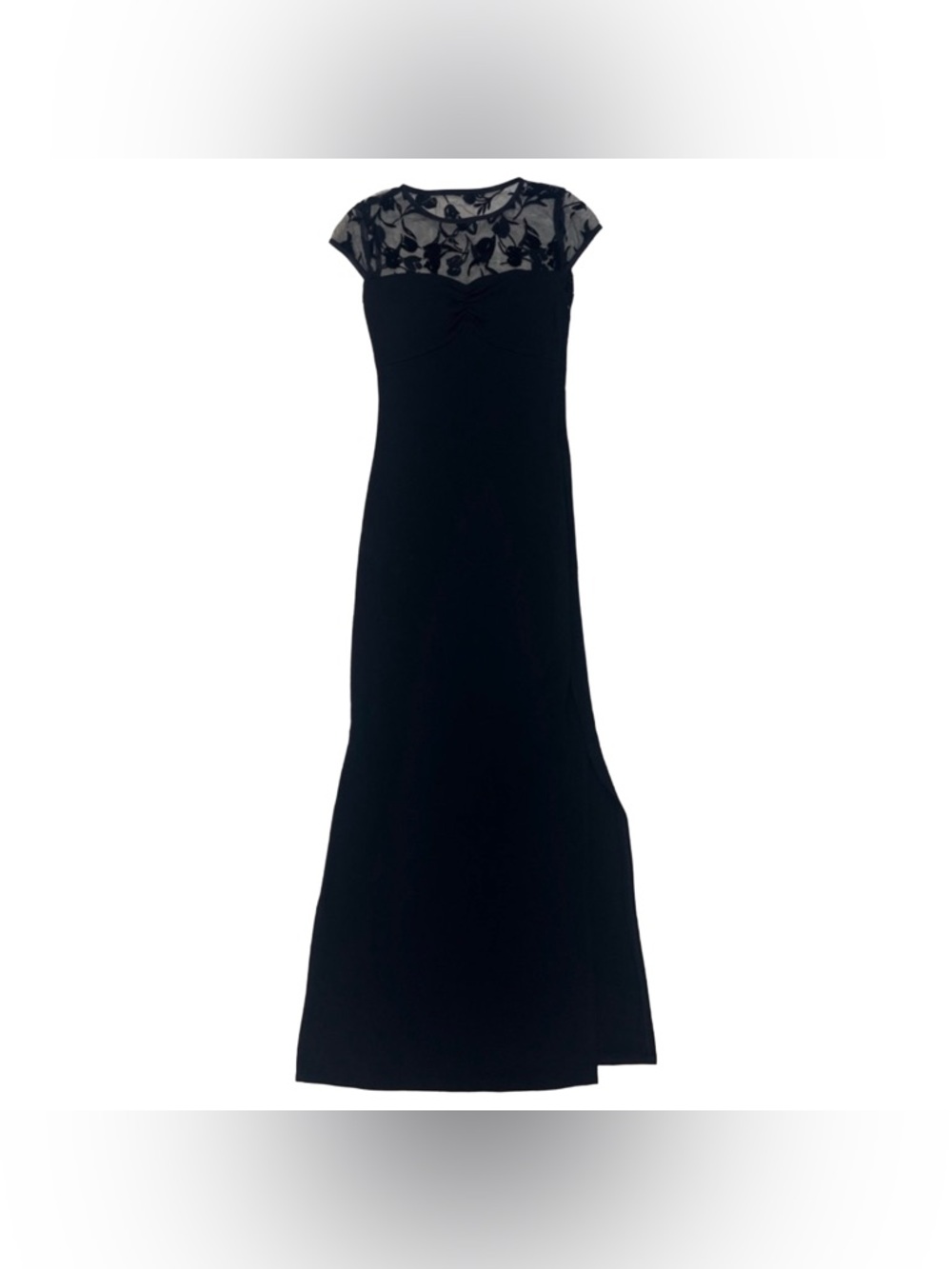 Y2K Black Lace Maxi Slit Dress